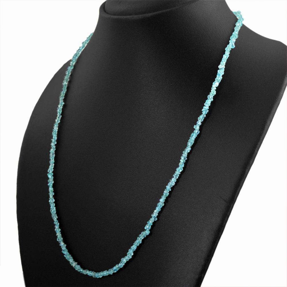 gemsmore:Natural Blue Apatite Necklace Untreated Faceted Beads