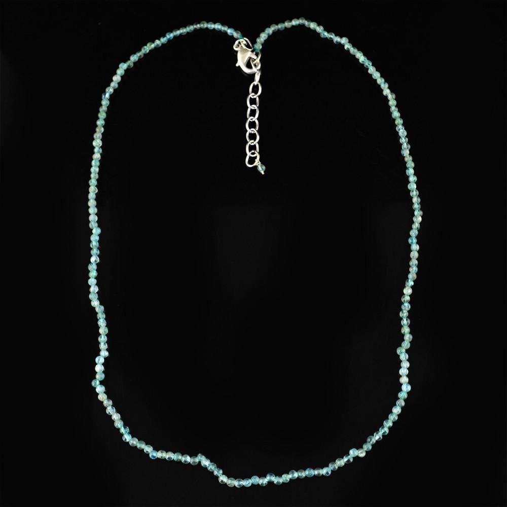 gemsmore:Natural Blue Apatite Necklace Untreated Round Beads