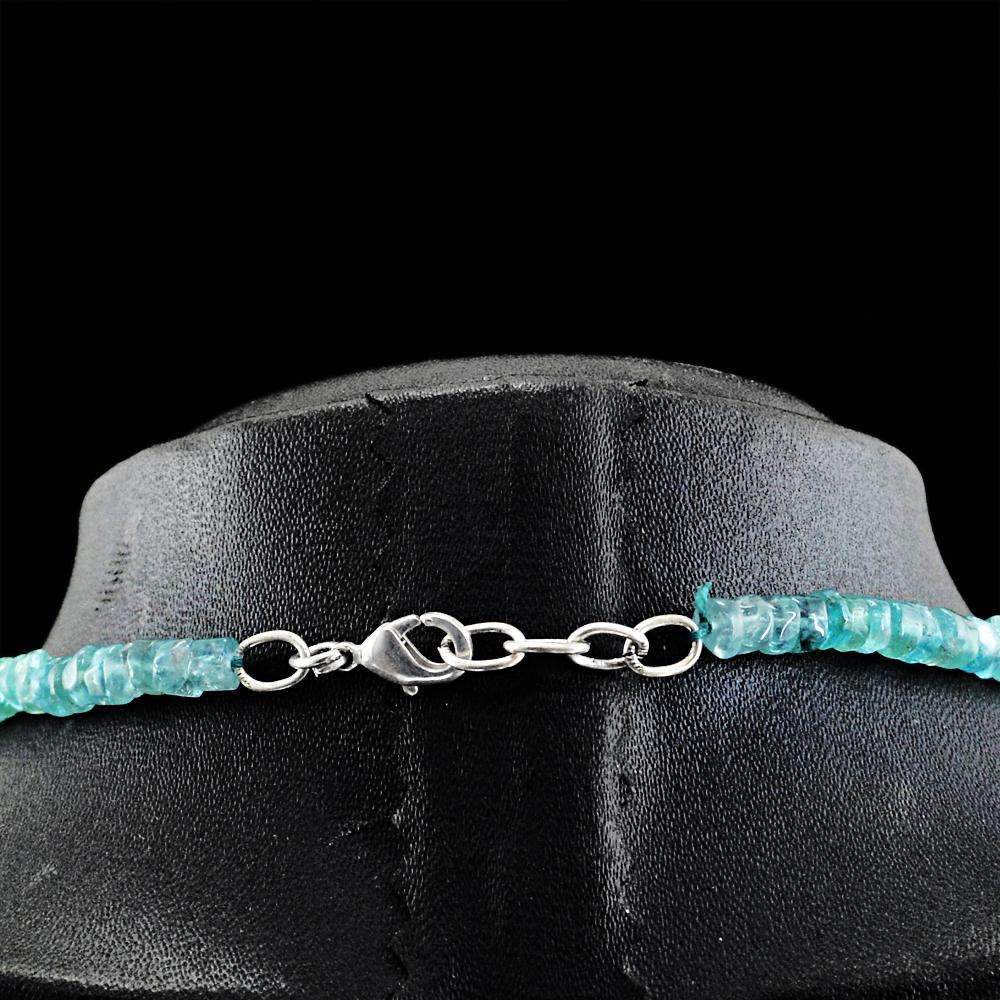 gemsmore:Natural Blue Apatite Necklace Untreated Round Shape Beads