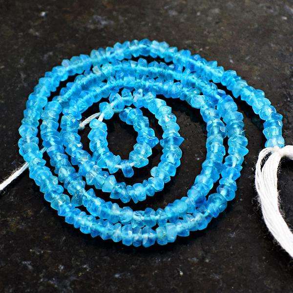 gemsmore:Natural Blue Apatite Round Shape Faceted Drilled Beads Strand
