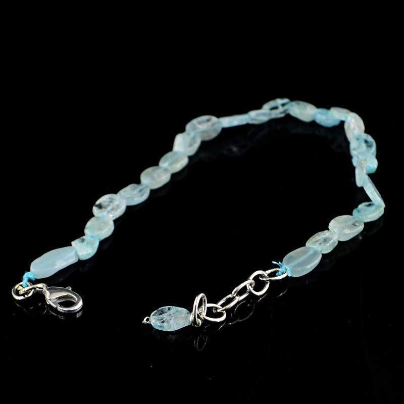 gemsmore:Natural Blue Aquamarine Beads Bracelet - Best Quality