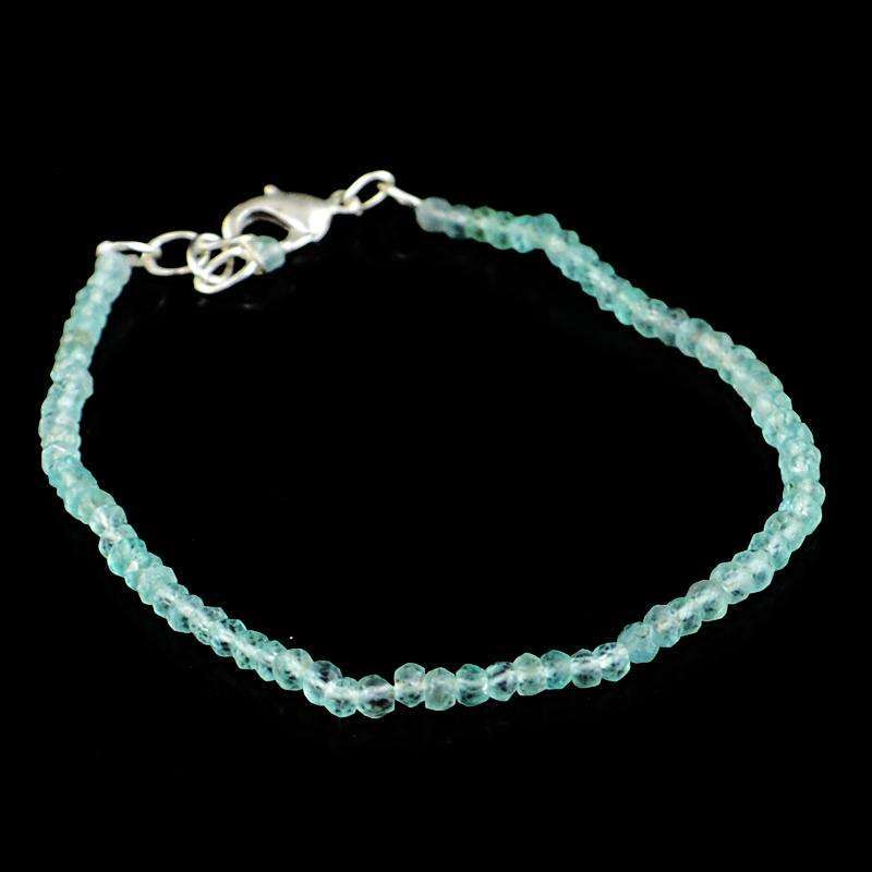 gemsmore:Natural Blue Aquamarine Bracelet Faceted Round Shape Beads