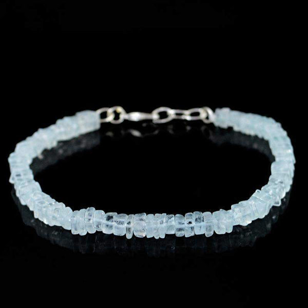 gemsmore:Natural Blue Aquamarine Bracelet Unheated Beads