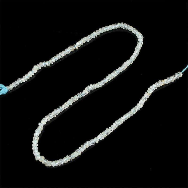 gemsmore:Natural Blue Aquamarine Drilled Beads Strand Round Shape Faceted