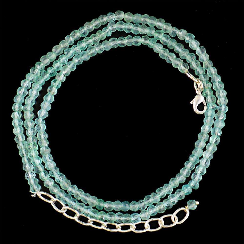 gemsmore:Natural Blue Aquamarine Necklace Round Shape Faceted Beads