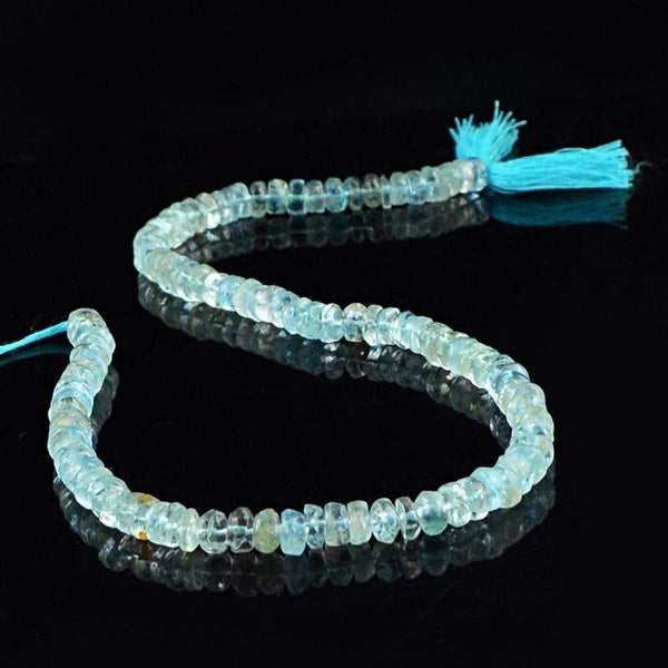 gemsmore:Natural Blue Aquamarine Round Beads Strand