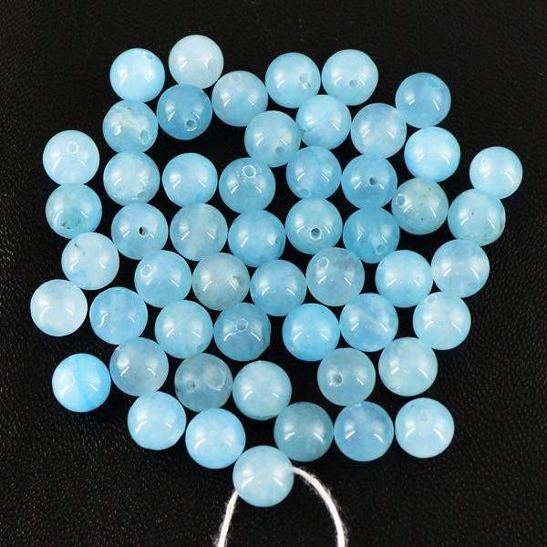 gemsmore:Natural Blue Aquamarine Round Shape Beads Lot