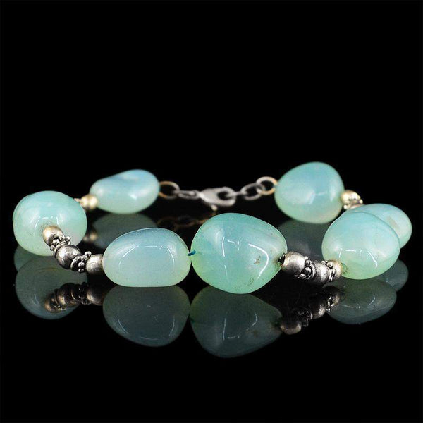 gemsmore:Natural Blue Chalcedony Beads Bracelet