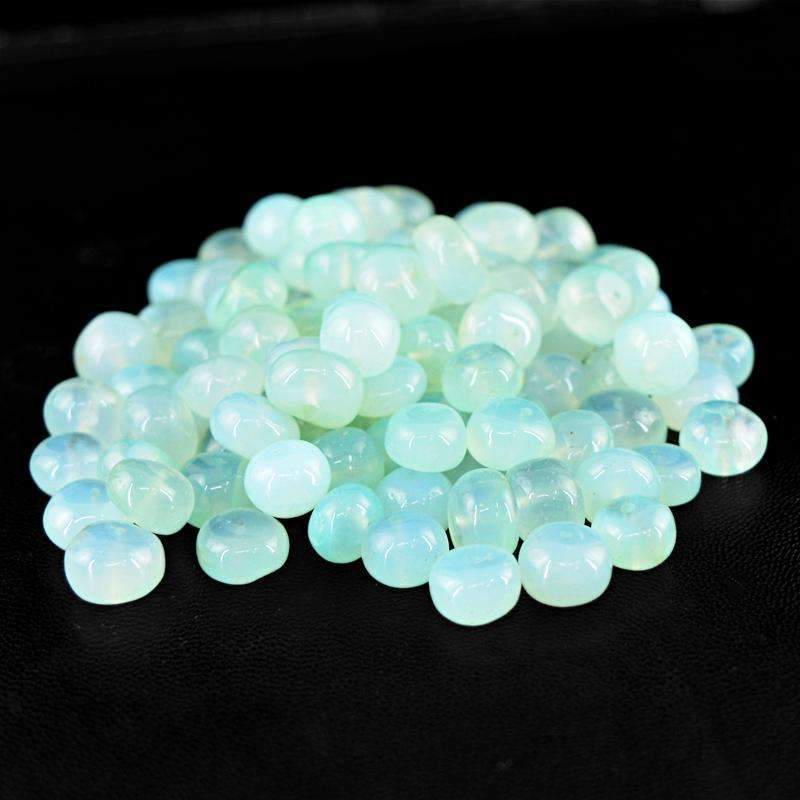 gemsmore:Natural Blue Chalcedony Beads Lot Round Shape Drilled