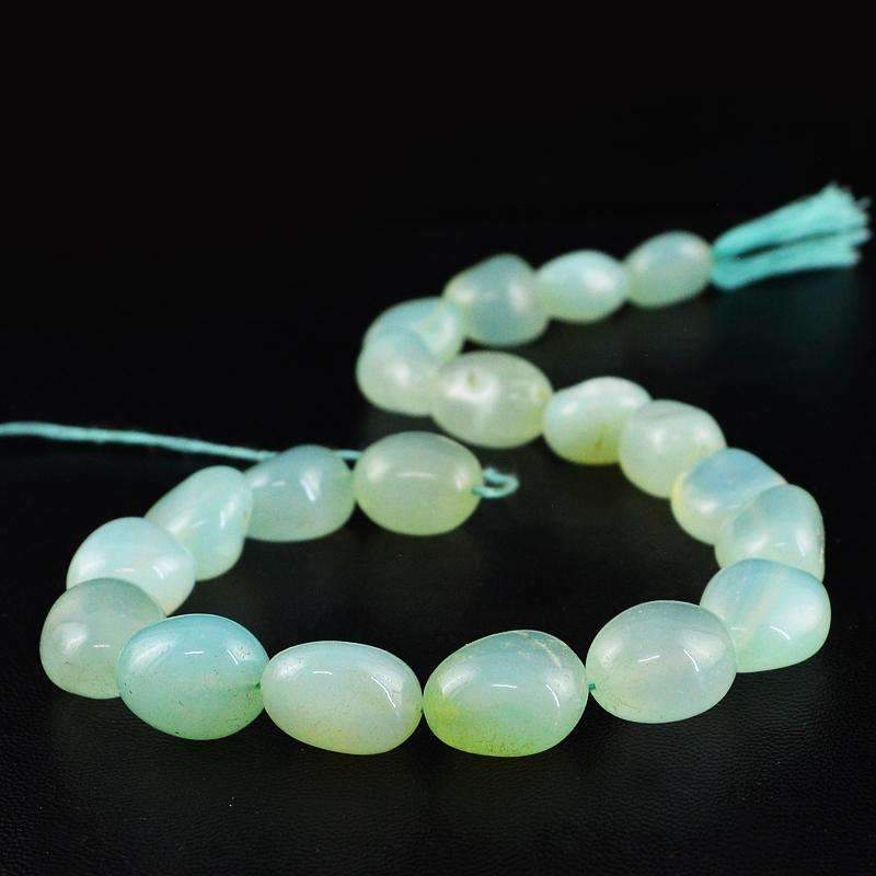 gemsmore:Natural Blue Chalcedony Beads Strand Untreated Drilled