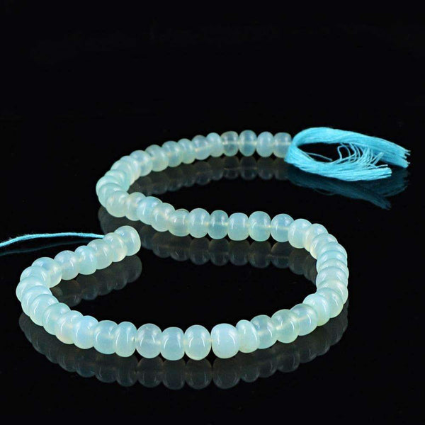 gemsmore:Natural Blue Chalcedony Beads Strand Untreated Round Shape