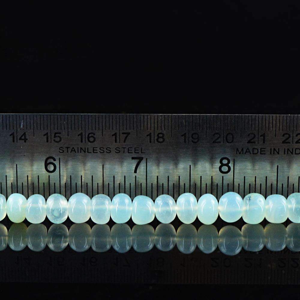gemsmore:Natural Blue Chalcedony Beads Strand Untreated Round Shape
