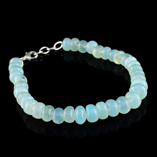 gemsmore:Natural Blue Chalcedony Bracelet Round Beads