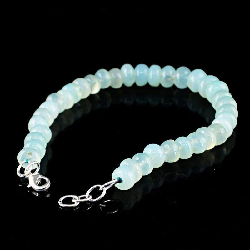 gemsmore:Natural Blue Chalcedony Bracelet Round Beads