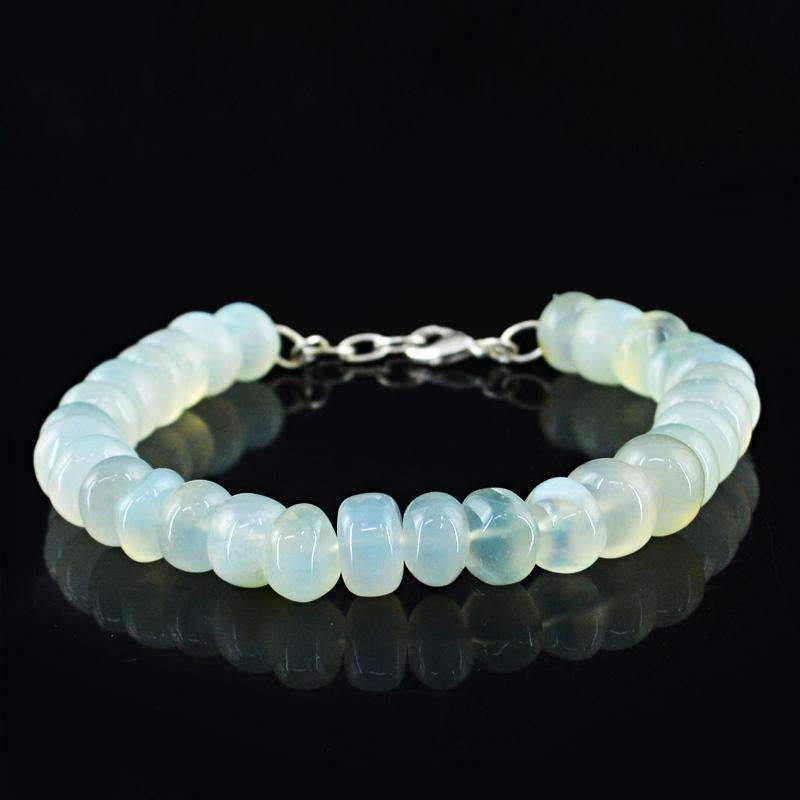 gemsmore:Natural Blue Chalcedony Bracelet Round Shape Beads