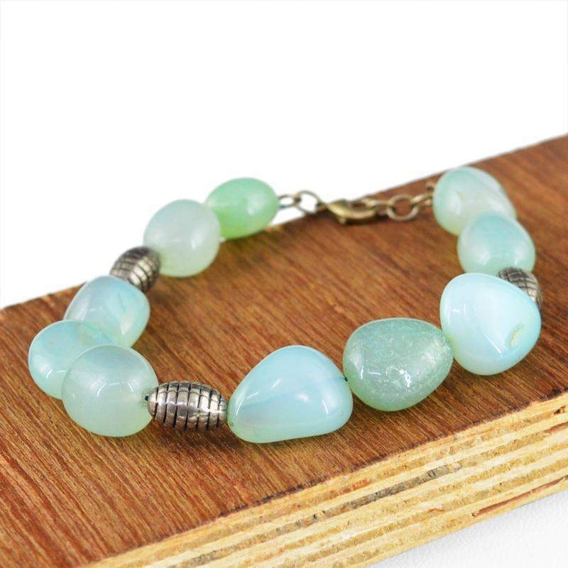 gemsmore:Natural Blue Chalcedony Bracelet Unheated Beads