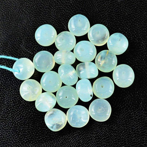 gemsmore:Natural Blue Chalcedony Drilled Beads Lot - Round Shape