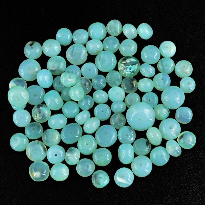 gemsmore:Natural Blue Chalcedony Drilled Beads Lot