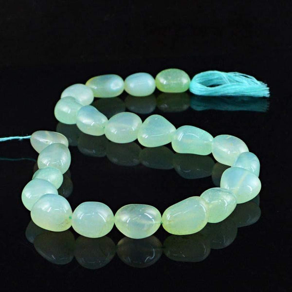 gemsmore:Natural Blue Chalcedony Drilled Beads Strand