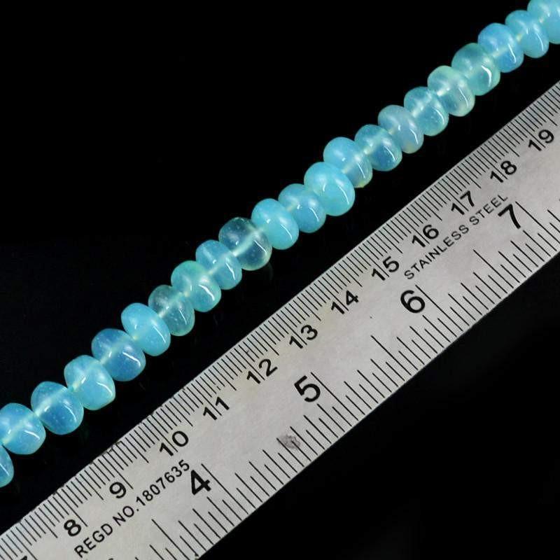 gemsmore:Natural Blue Chalcedony Drilled Round Beads Strand