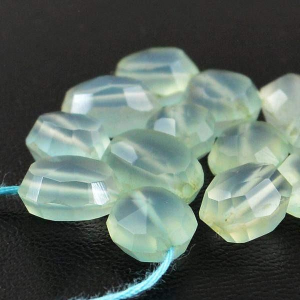 gemsmore:Natural Blue Chalcedony Faceted Oval Shape Beads Lot