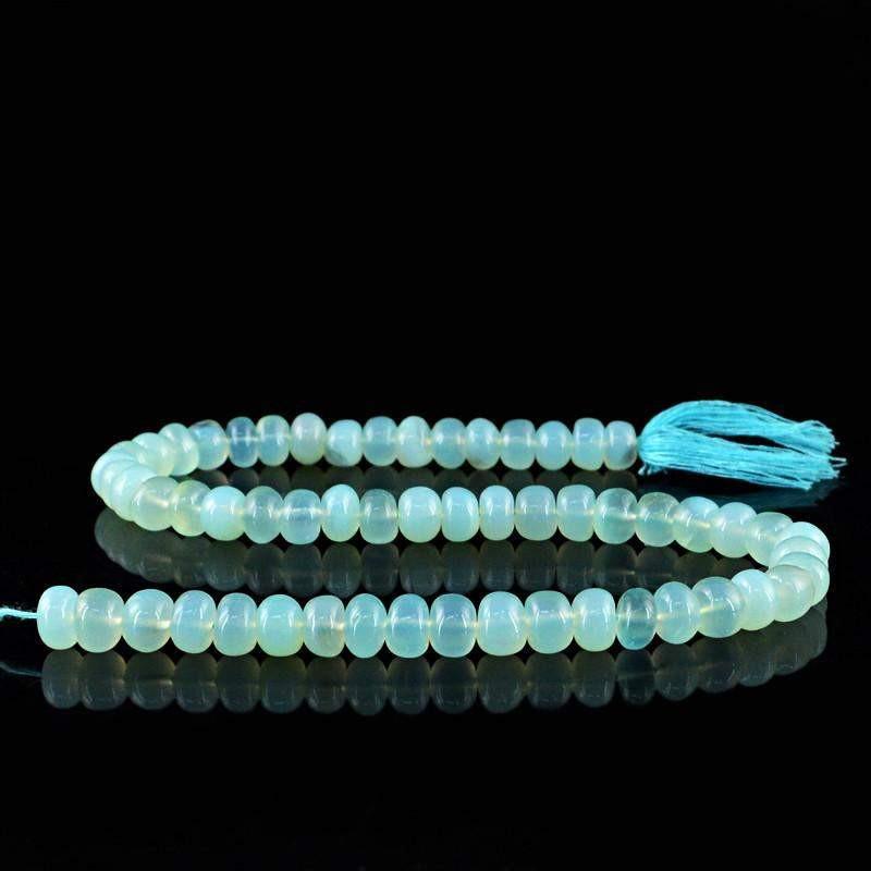 gemsmore:Natural Blue Chalcedony Round Shape Beads Strand