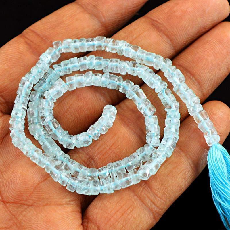gemsmore:Natural Blue Chalcedony Round Shape Beads Strand