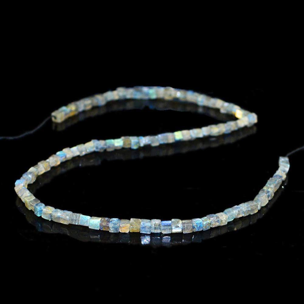 gemsmore:Natural Blue Color Flash Labradorite Beads Strand