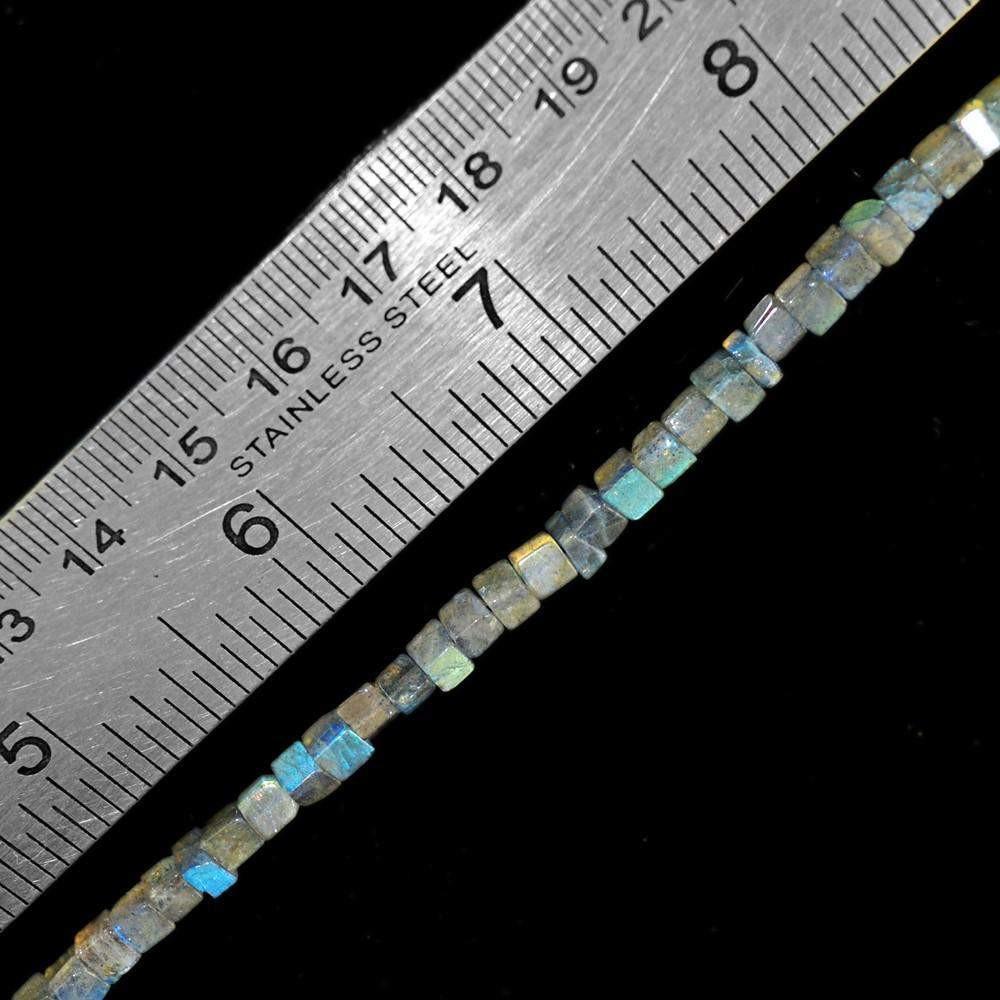 gemsmore:Natural Blue Color Flash Labradorite Beads Strand