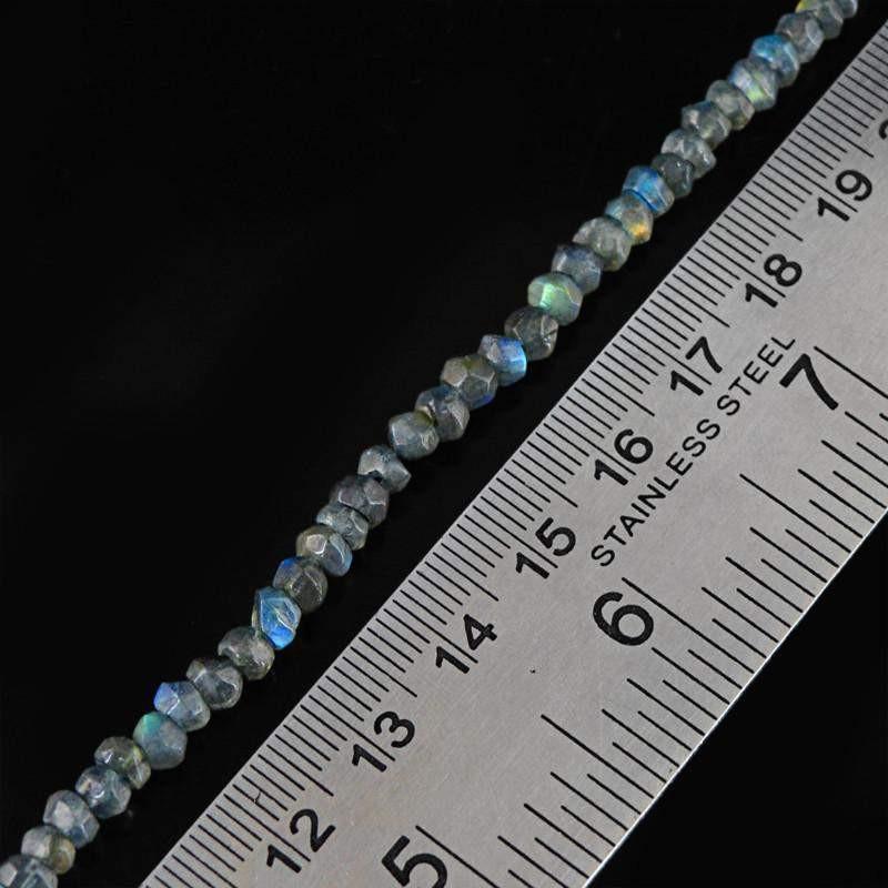 gemsmore:Natural Blue Color Flash Labradorite Beads Strand