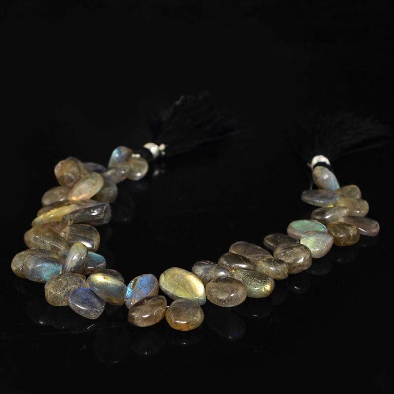 gemsmore:Natural Blue Color Flash Labradorite Beads Strand