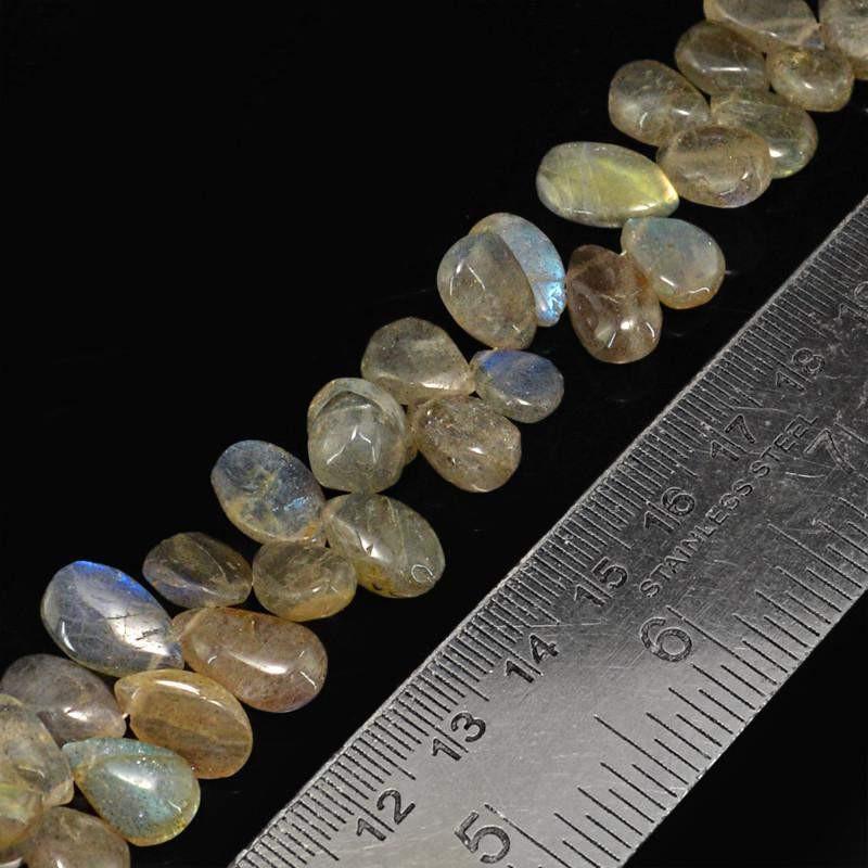 gemsmore:Natural Blue Color Flash Labradorite Beads Strand