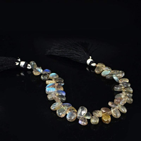 gemsmore:Natural Blue Color Flash Labradorite Beads Strand