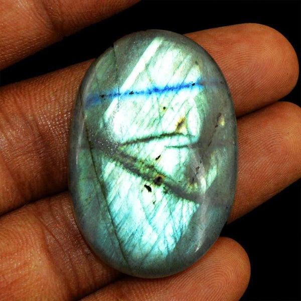 gemsmore:Natural Blue Color Flash Labradorite Oval Shape Gemstone