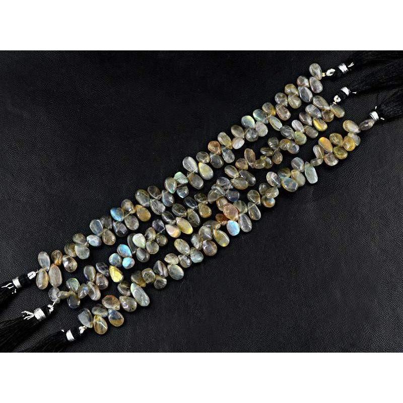gemsmore:Natural Blue Color Flash Labradorite Untreated Beads Strands Lot
