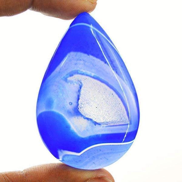 gemsmore:Natural Blue Druzy Onyx Gemstone - Pear Shape