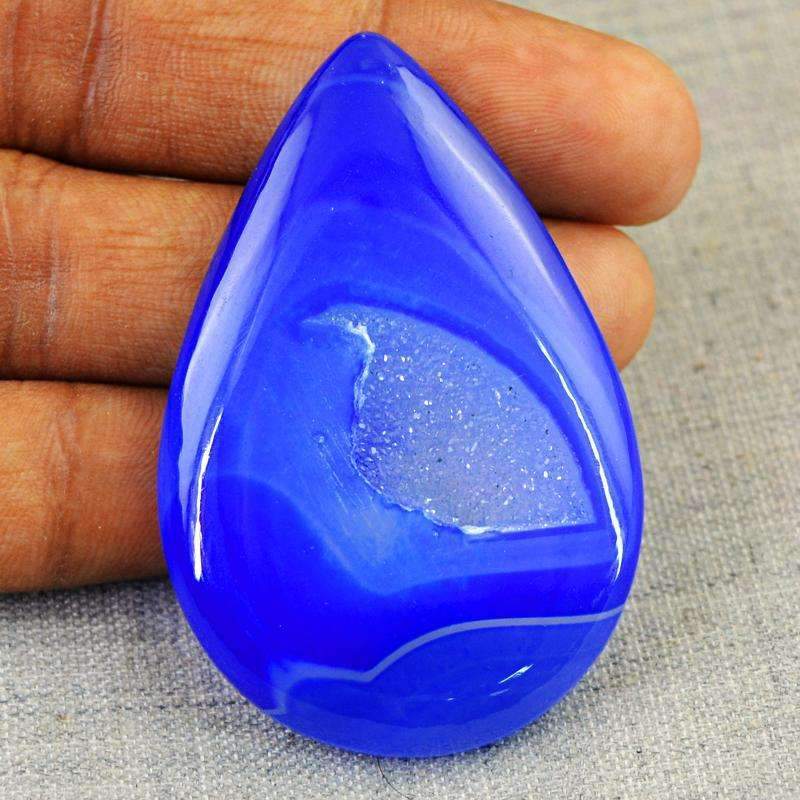 gemsmore:Natural Blue Druzy Onyx Gemstone - Pear Shape