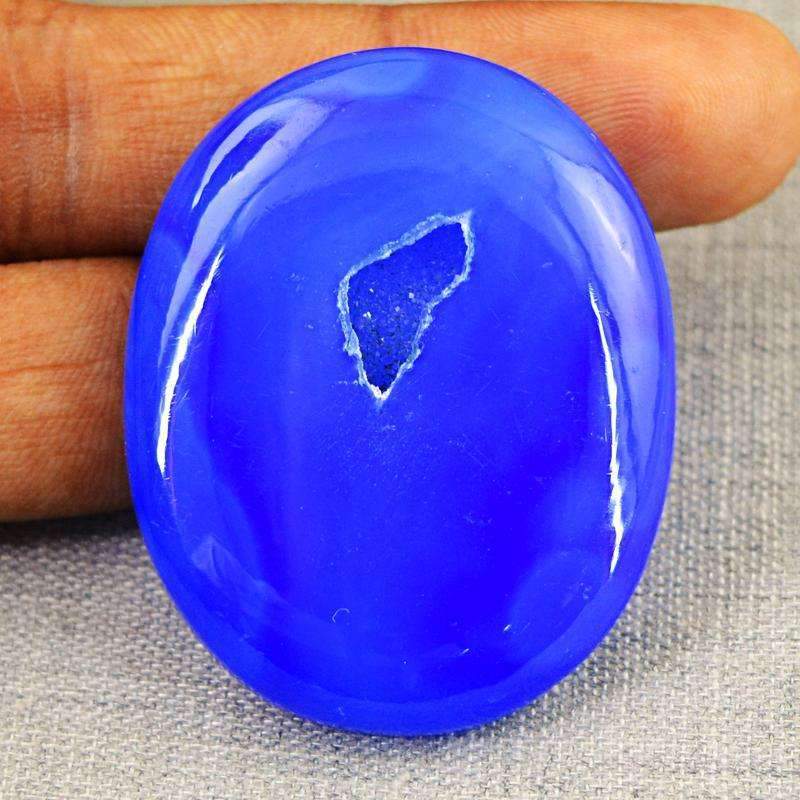 gemsmore:Natural Blue Druzy Onyx Gemstone Oval Shape - Amazing