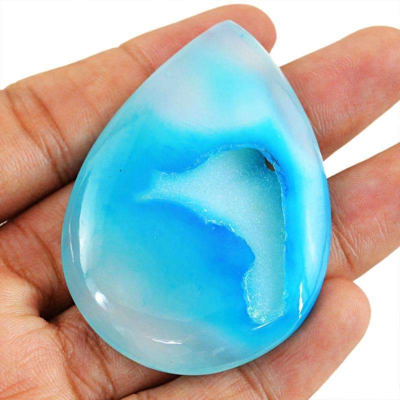 gemsmore:Natural Blue Druzy Onyx Gemstone Untreated Pear Shape