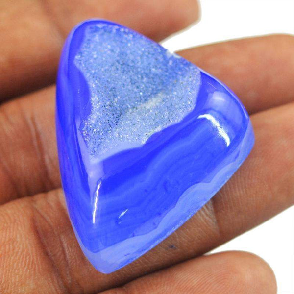 gemsmore:Natural Blue Druzy Onyx Loose Untreated Gemstone