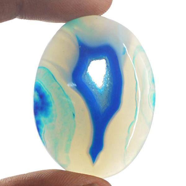 gemsmore:Natural Blue Druzy Onyx Oval Shape Loose Gemstone