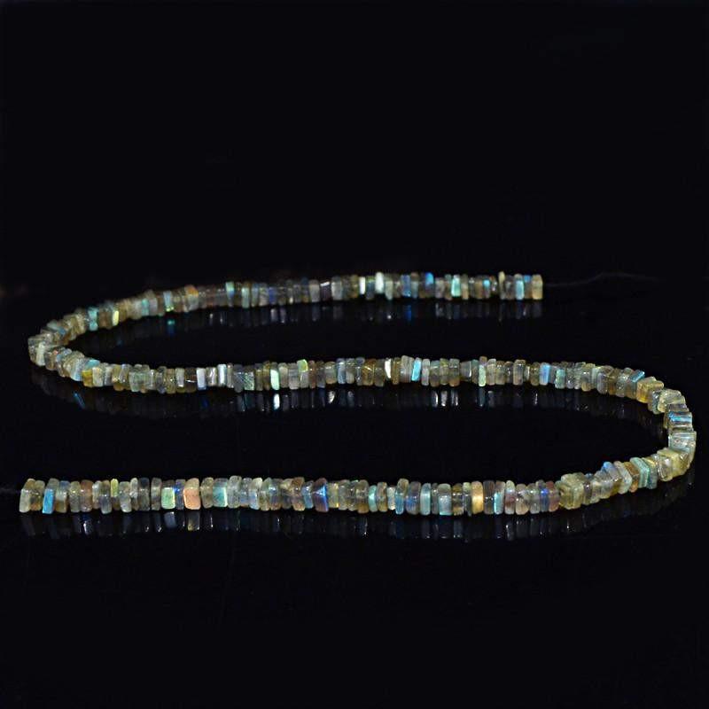 gemsmore:Natural Blue Flash Color Labradorite Beads Strand