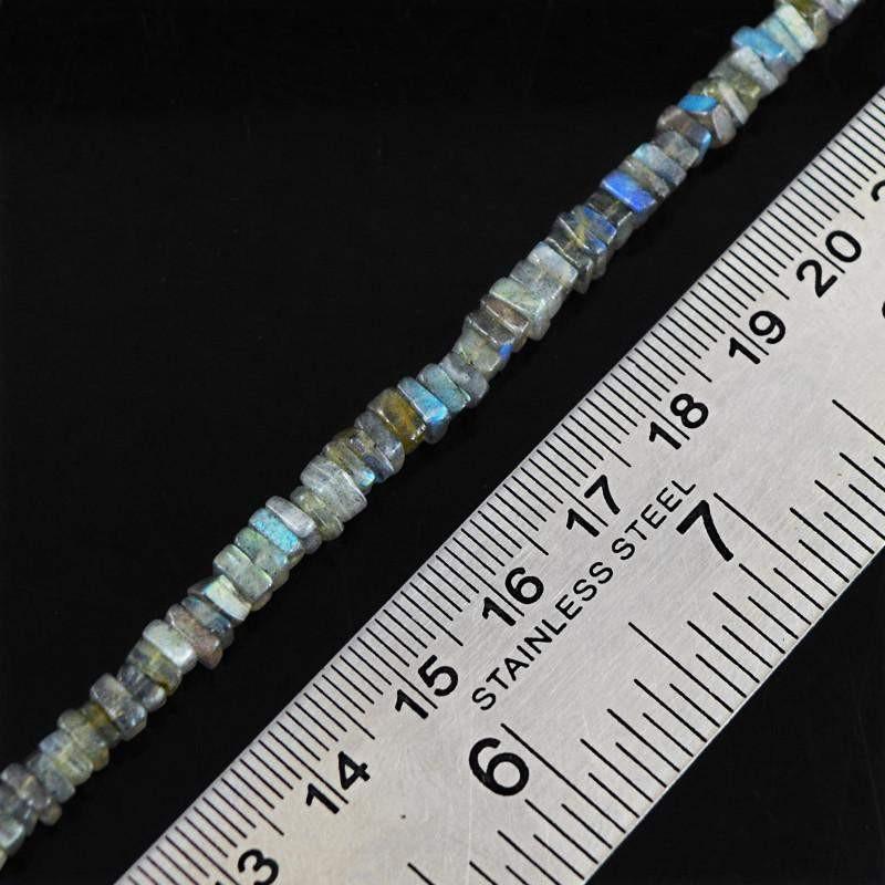 gemsmore:Natural Blue Flash Color Labradorite Beads Strand