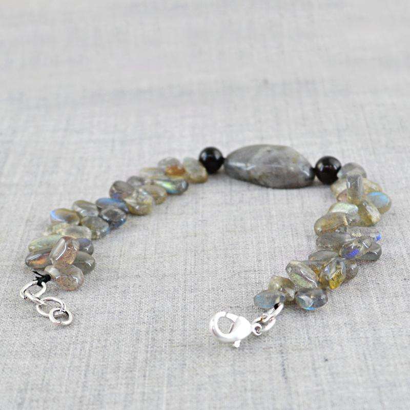 gemsmore:Natural Blue Flash Labradorite Beads Bracelet
