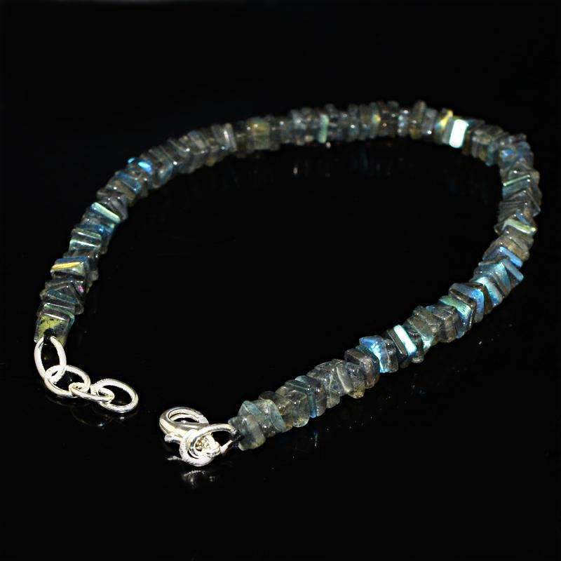 gemsmore:Natural Blue Flash Labradorite Beads Bracelet