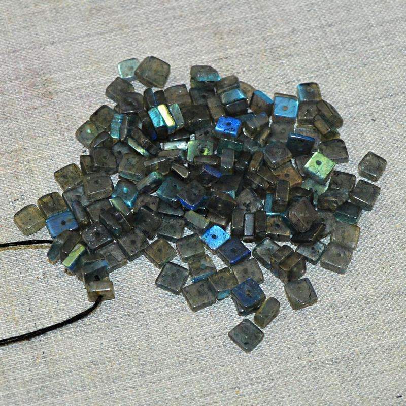 gemsmore:Natural Blue Flash Labradorite Beads Lot - Drilled