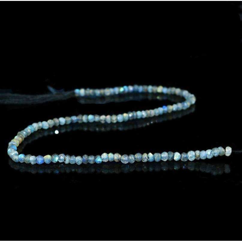 gemsmore:Natural Blue Flash Labradorite Beads Strand - Drilled Round Cut