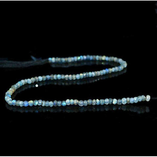 gemsmore:Natural Blue Flash Labradorite Beads Strand - Drilled Round Cut