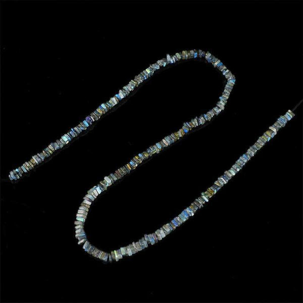 gemsmore:Natural Blue Flash Labradorite Beads Strand Untreated Drilled