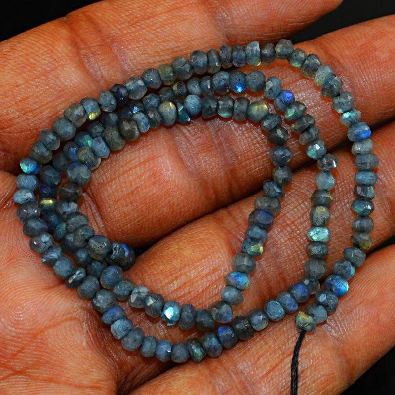 gemsmore:Natural Blue Flash Labradorite Beads Strand